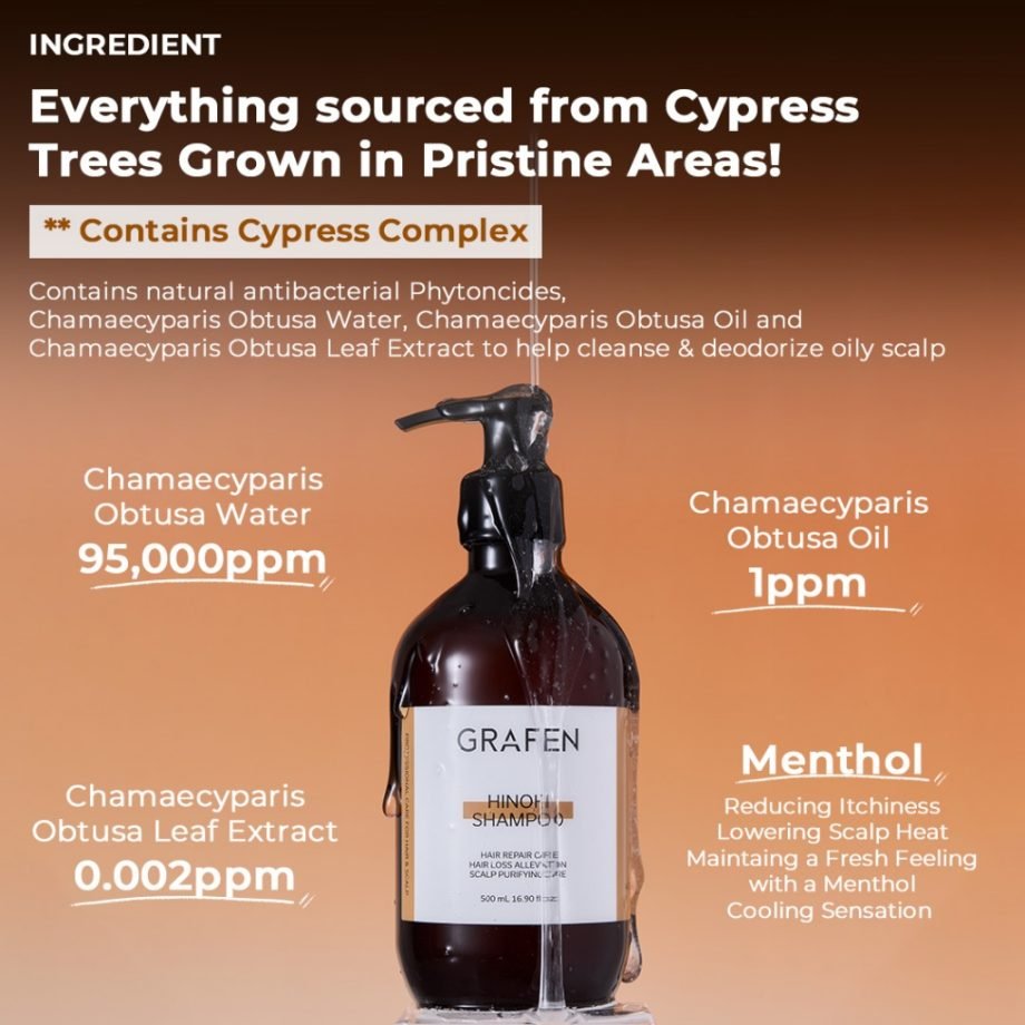 GRAFEN Hinoki Shampoo 500ml [For Oily & Sensitive Scalp]