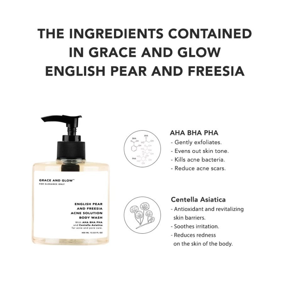 Grace and Glow English Pear & Freesia Body Wash Perfume Shower Gel