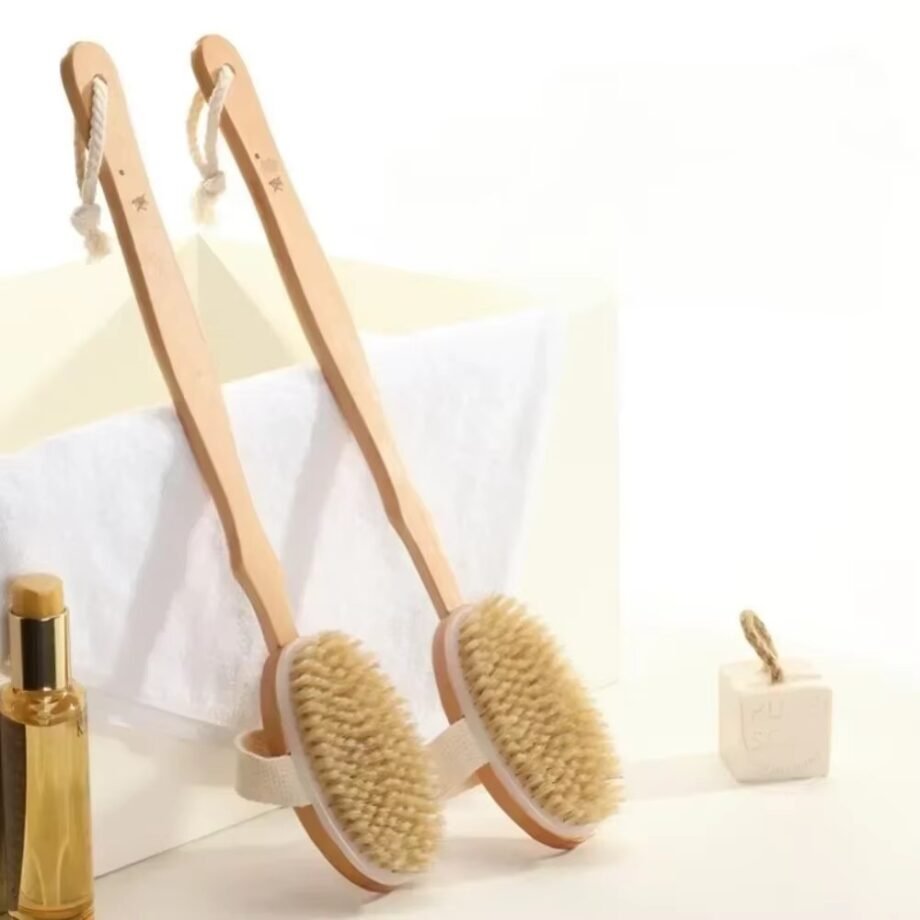 Natural Bristles Bath Brush Exfoliating Manual Handheld Back Body Shower Brush Bathroom Scrubbing Women Cleanse Bath Brushes